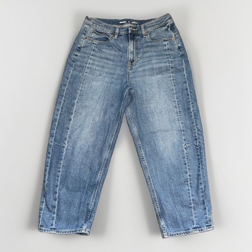 OLD NAVY Womens Barrel Leg Jeans 10 High Rise Balloon Wide Leg Baggy